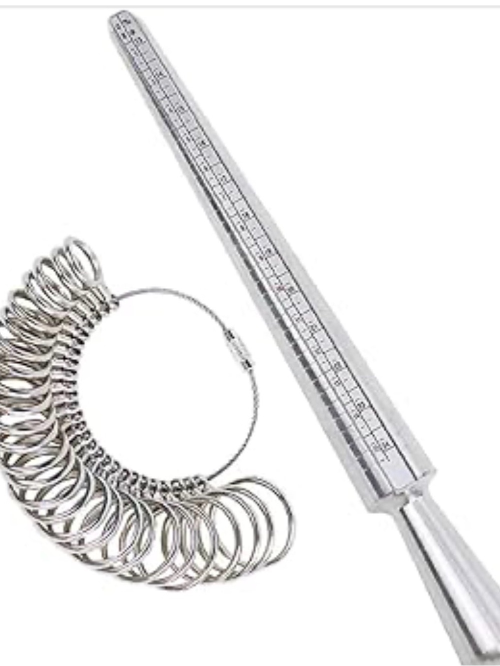 Ring Sizer Set with Mandrel - Silver Metal
